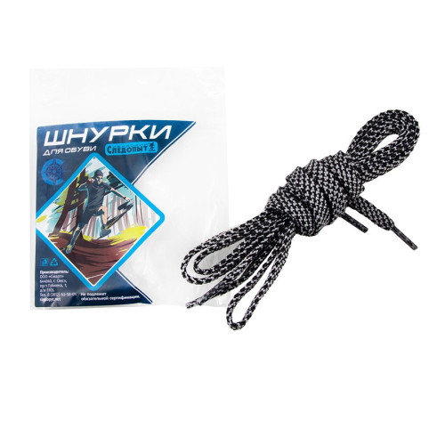 Купить шнурки следопыт плоские,ширина 0,7 см,длина 120 см,черно-серый в Новороссийске