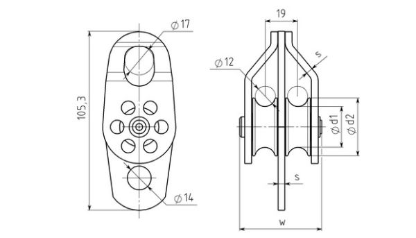  Блок-ролик Вертикаль двойной сталь с подшипником в Новороссийске  