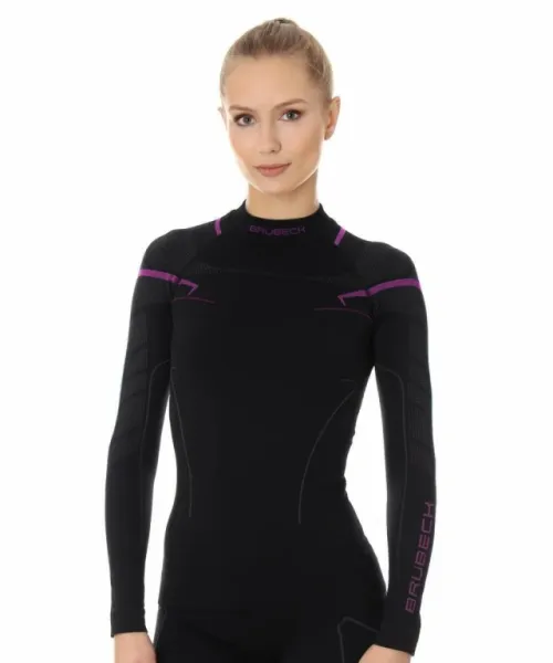 Футболка Brubeck Thermo Nilit Heat черный/розовый женская в Новороссийске