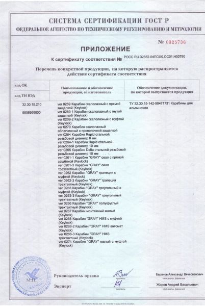  Карабин Вертикаль «GRAY» трапеция с муфтой (Keylock) в Новороссийске  